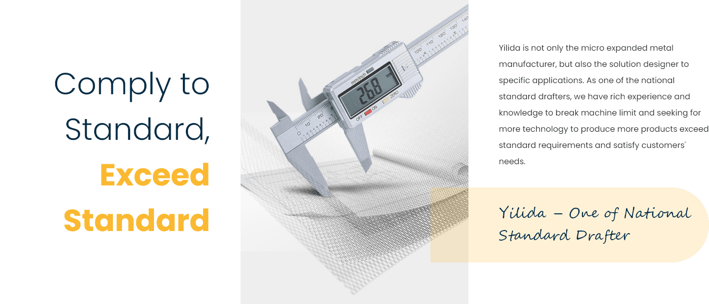 A caliper is on the micro expanded metal.