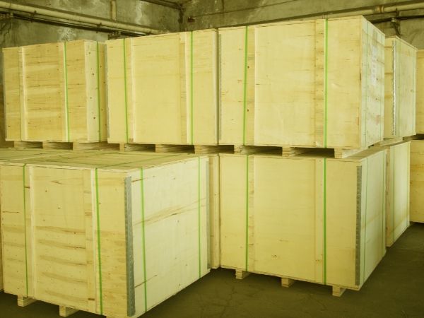 Several pallets of micro expanded metal stored in the warehouse.