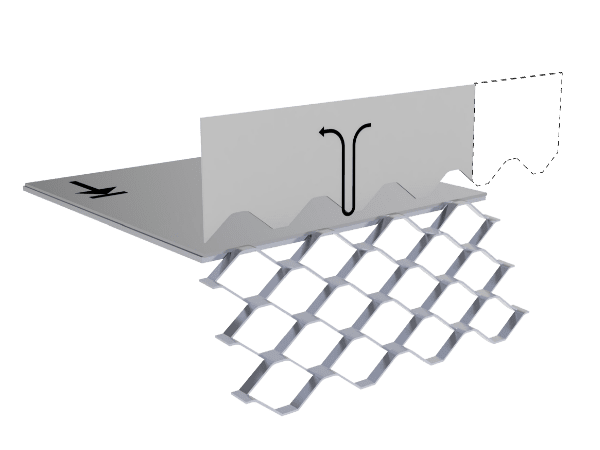 A drawing shows the technology of micro expanded metal.